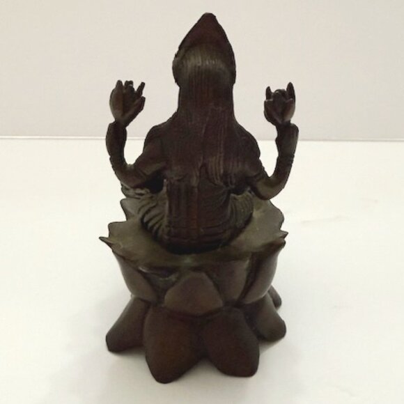 Vintage Solid Brass Lakshmi Hindu Goddess Incense Burner - Picture 3 of 5